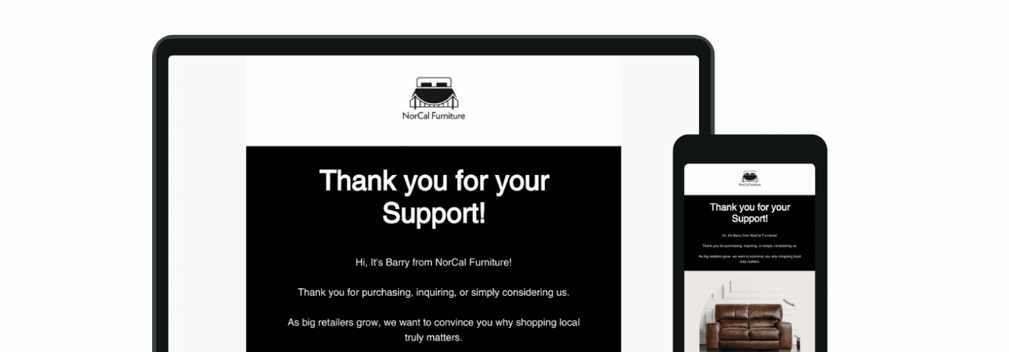 Thank-you email campaign for desktop and mobile