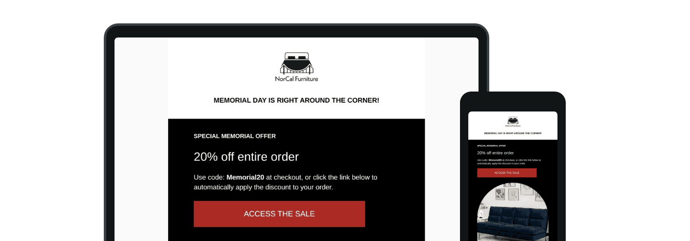 NorCal Furniture promotional email campaign